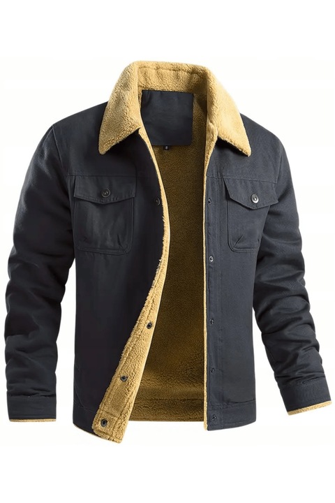 Férfi Shearling kabát derékszigetelt mackó szürke S-es méretben