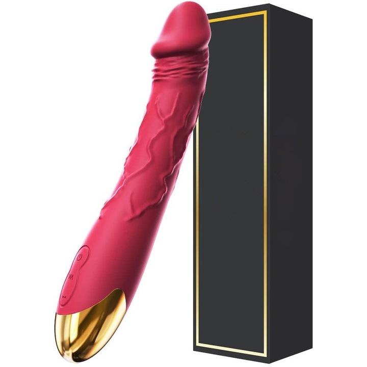Vibrator, esential pentru stropirea orgasmului, 10 vibratii de frecventa, rezistent la apa, 19,5 cm, silicon moale si sigur, utilizare flexibila, trandafir rosu