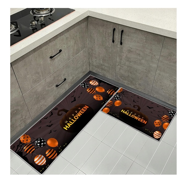 Комплект от 2 декоративни килима за Хелоуин, многоцветни, 43x75cm/43x150cm