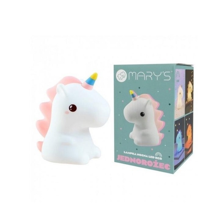 Lampa de veghe LED RGB, Mary's, unicorn multicolor, 1W, 3000K, incarcare USB