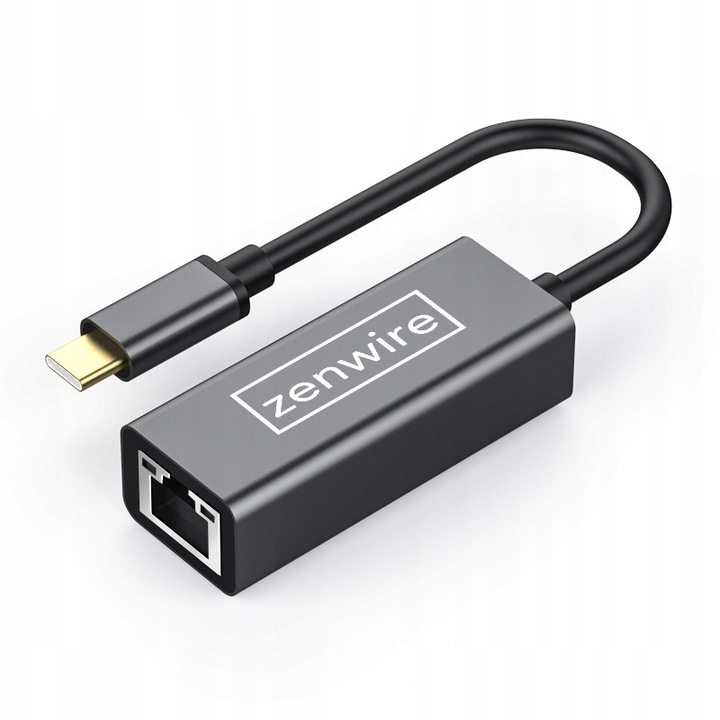 Мрежова карта, Zenwire, адаптер, USB-C към Ethernet RJ-45 LAN, с поддръжка за Fast Ethernet 1000 mbps, Plug&Play, Gigabit Ethernet