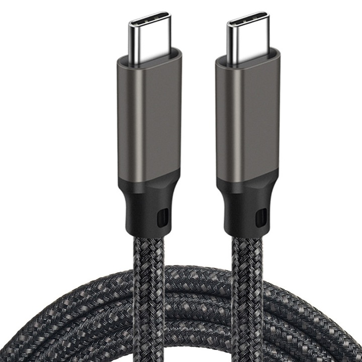 USB-C 3.2 кабел, USB Type-C към USB Type-C, 20Gbps трансфер, PD 100W зареждане, съвместим с лаптопи и телефони (Samsung, iPhone, Huawei, Xiaomi, OPPO), 4K@60Hz видео, Thunderbolt 3 съвместим, черен, 1м