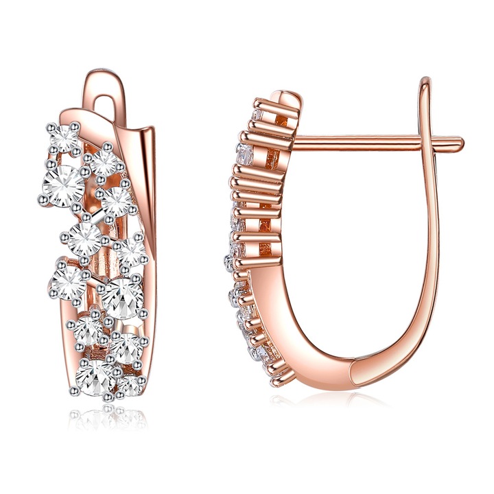 Cercei, Haiaveng, Cupru carate, zirconia, roz aurie