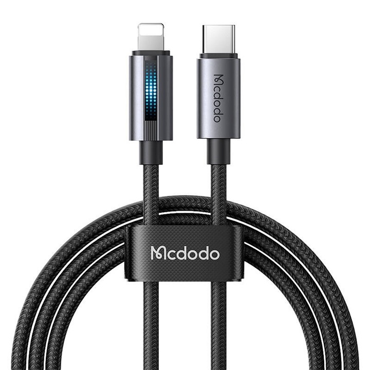 Kábel töltéshez és adatátvitelhez Mcdodo CA-5710, USB-C/Lightning, 36W, 3A, 1,2 m, fekete