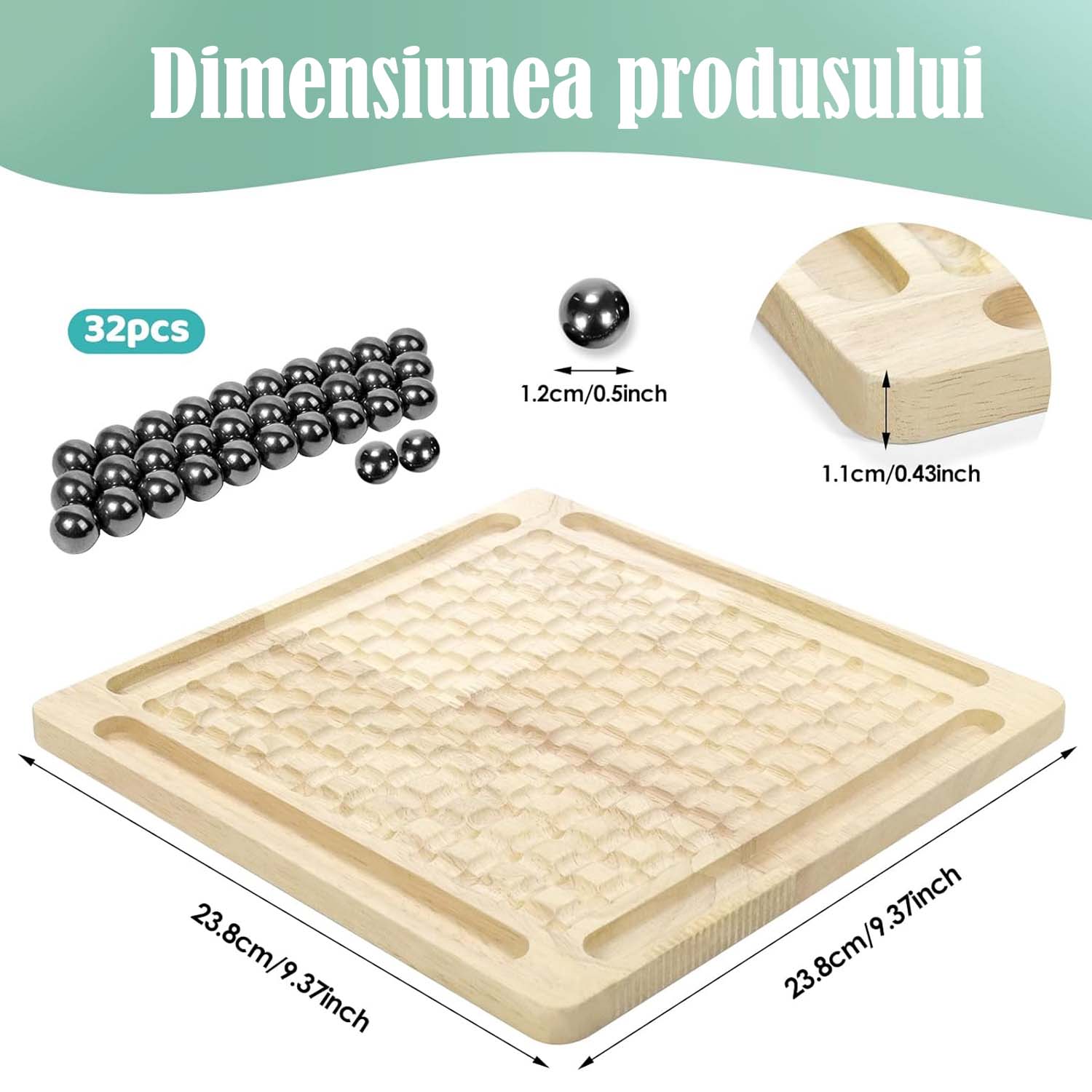 Joc de sah magnetic, tabla din lemn, 9.37x9.37inch, joc interactiv, 20 ...
