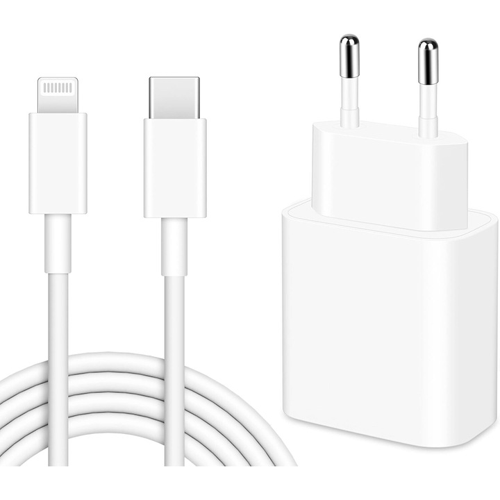 Gyorstöltő 20W iPhone, jalleria, USB-C, EU adapter, töltőkábel 1m, kompatibilis iPhone 14/13/12/11, iPad
