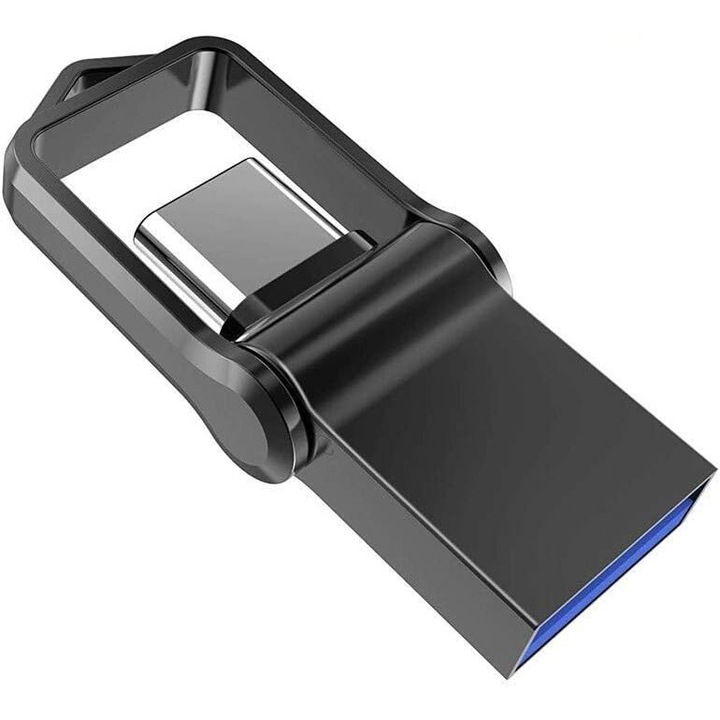 USB памет 2TB, jalleria, USB 3.0 + USB Type-C, метална, черна
