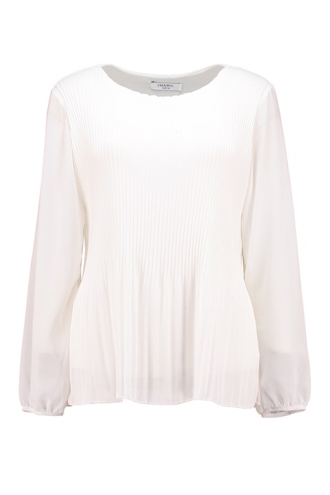 Zabaione, Bluza plisata cu maneci semitransparente, Alb, XL