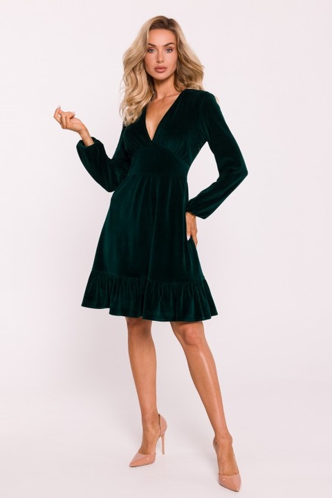 Rochie din velur cu bust MOE, Verde