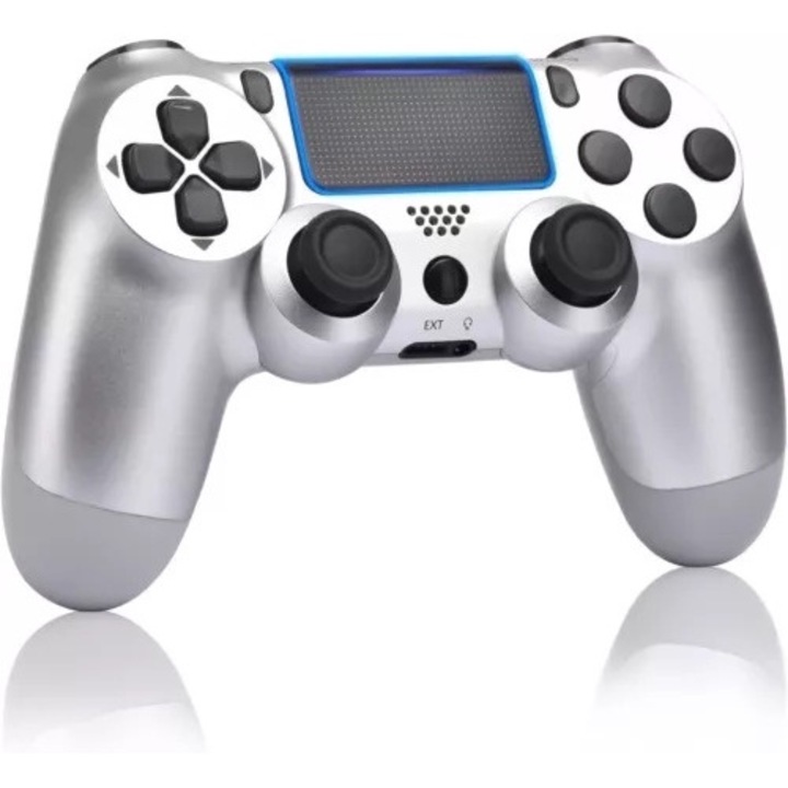PS4 безжичен контролер за игри, Redkid®, Bluetooth, Dual Shock, безжичен геймпад за компютър, PlayStation 4, Nintendo Switch, сребрист