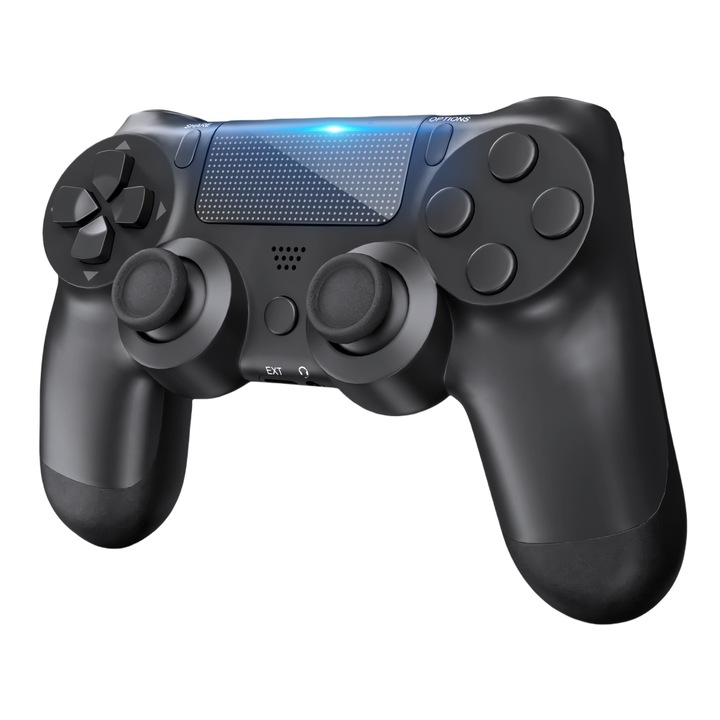 Controler de joc fara fir PS4, Redkid®, Bluetooth, Dual Shock, Gamepad Wireless pentru PC, PlayStation 4, Nintendo Switch, Negru