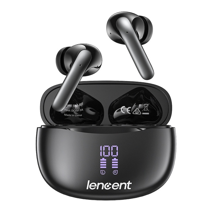 Casti wireless compatibile cu IOS si ANDROID – Sunet premium. Fara zgomot. ANC, Bass puternic, Design ergonomic, Carcasa Magnetica