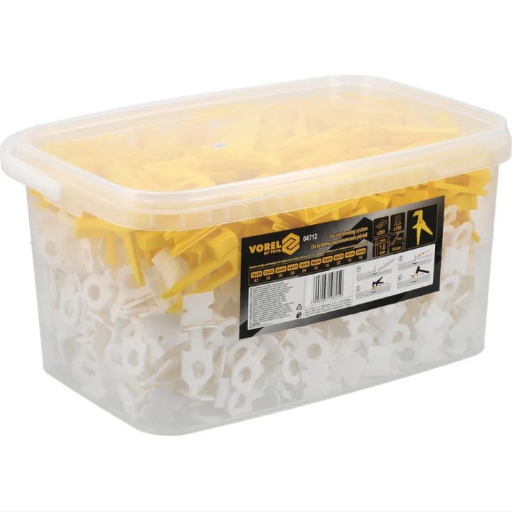 VOREL Sistem pentru nivelarea placilor de 1mm 700 cleme + 200 pene + cleste