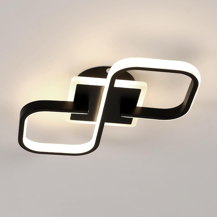 LED Mennyezeti Lámpa, Goeco, Akril, Fekete, Négyzet, 40×19×7cm, Semleges Fény 4500K, 36W, 4050LM