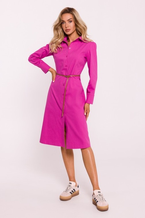 Rochie midi tip camasa MOE, Roz, S
