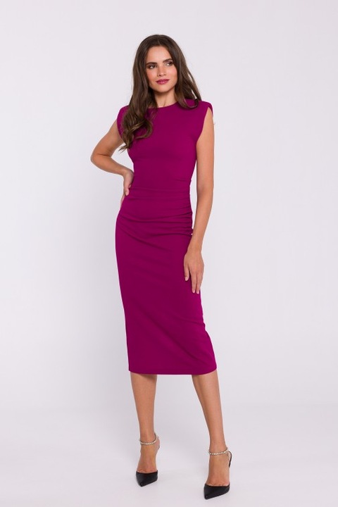 Rochie tip creion fara maneci Stylove, Violet pruna, S