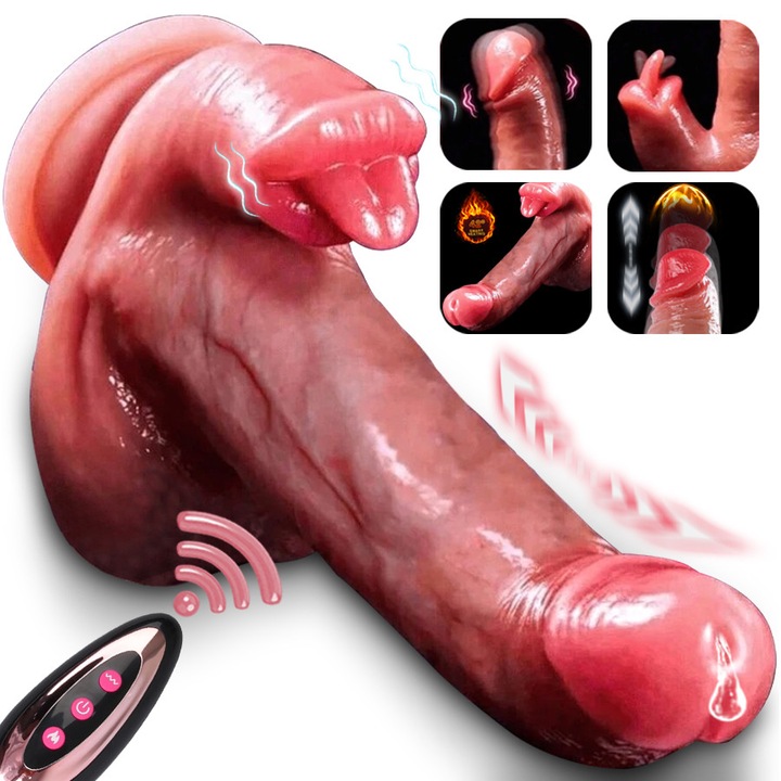 Dildo ultrarealist, Wanyan® jucarii sexuale, cu telecomanda, vene proeminente, penetrare fina, vibrator, silicon lichid medical, rezistent la apa, 22 cm, culoare piele