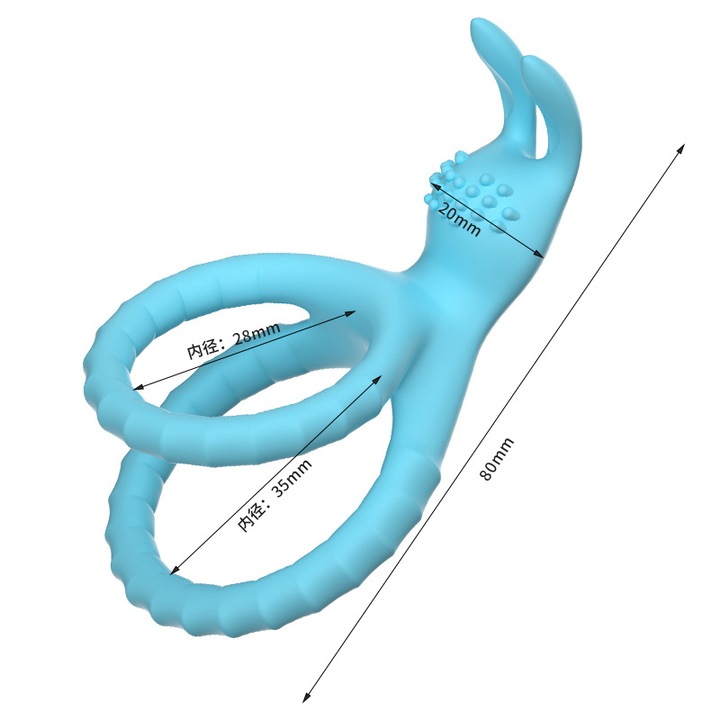 Inel Penis iepure Wanyan® jucarii sexuale, Timp de ejaculare intarziat, Pentru imbunatatirea erectiei, Stimulare cu Proeminente, Inele din penis silicon, Rezistent la Apa, Albastru deschis