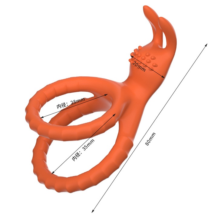 Inel Penis iepure Fairykiss® jucarii sexuale, Timp de ejaculare intarziat, Pentru imbunatatirea erectiei, Stimulare cu Proeminente, Inele din penis silicon, Rezistent la Apa, Portocaliu