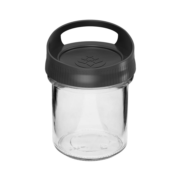 Recipient condimente, Browin, sticla, 350 ml, transparent/negru
