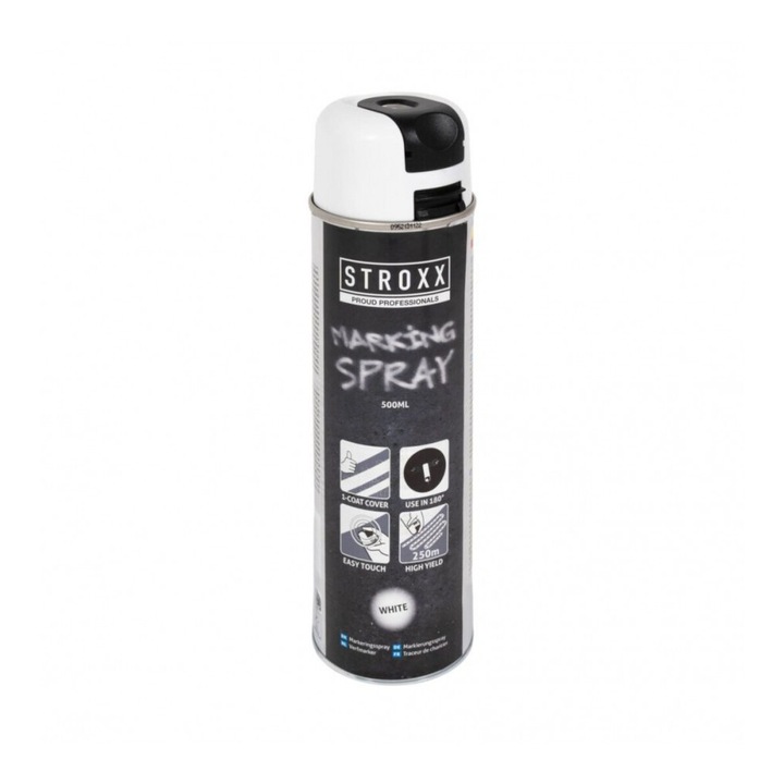 Vopsea spray STROXX pentru marcaj, culoare alb, capacitate 500 mililitri