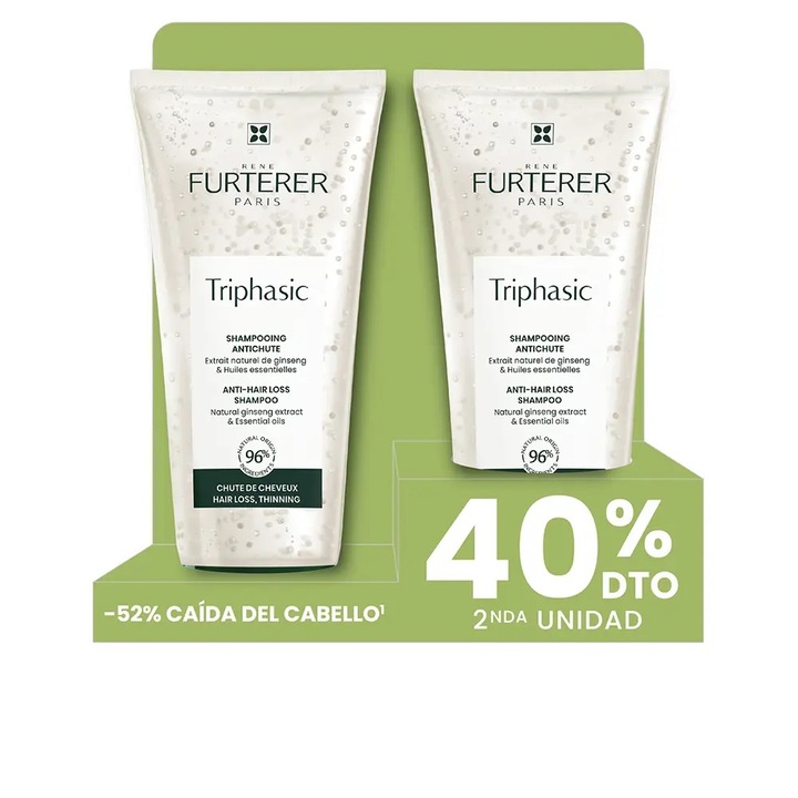 Set Sampon fortifiant anti-cadere a parului Rene Furterer TRIPHASIC CHAMPÚ ANTICAÍDA 2 x 200 ml