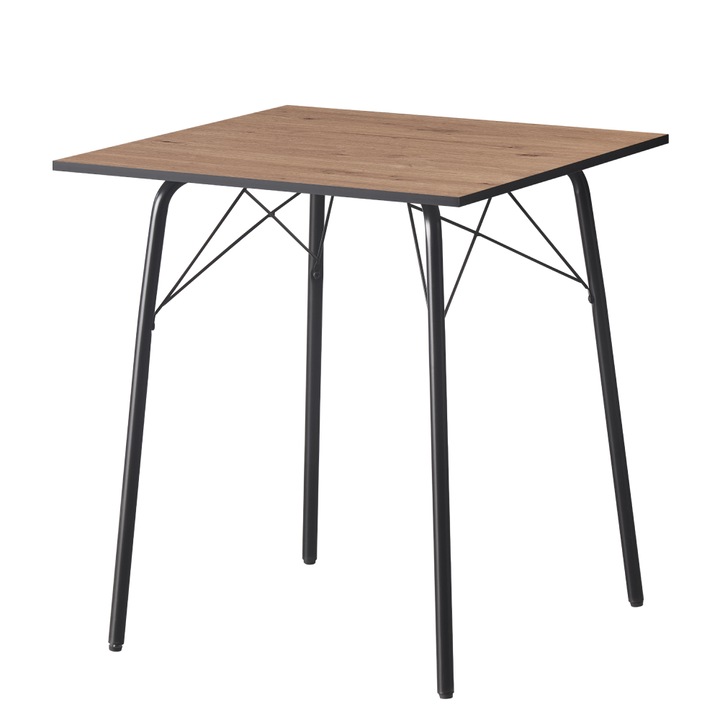 Трапезна маса Nalak черен занаятчийски дъб MDF 70x70x75 см