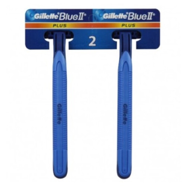 Комплект от 48 самобръсначки за еднократна употреба, Gillette, Blue II Plus, 2 ножчета, Blue