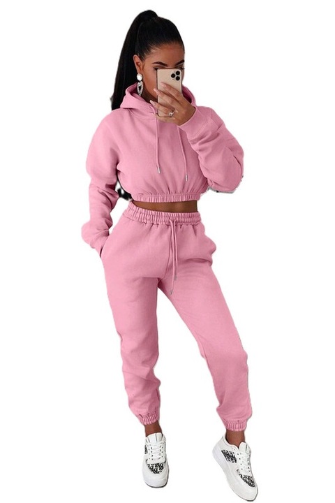 Trening Dama, Comfy, Hanorac Cu Gluga Si Pantaloni, Bumbac, wdqfxzgRoz, Roz