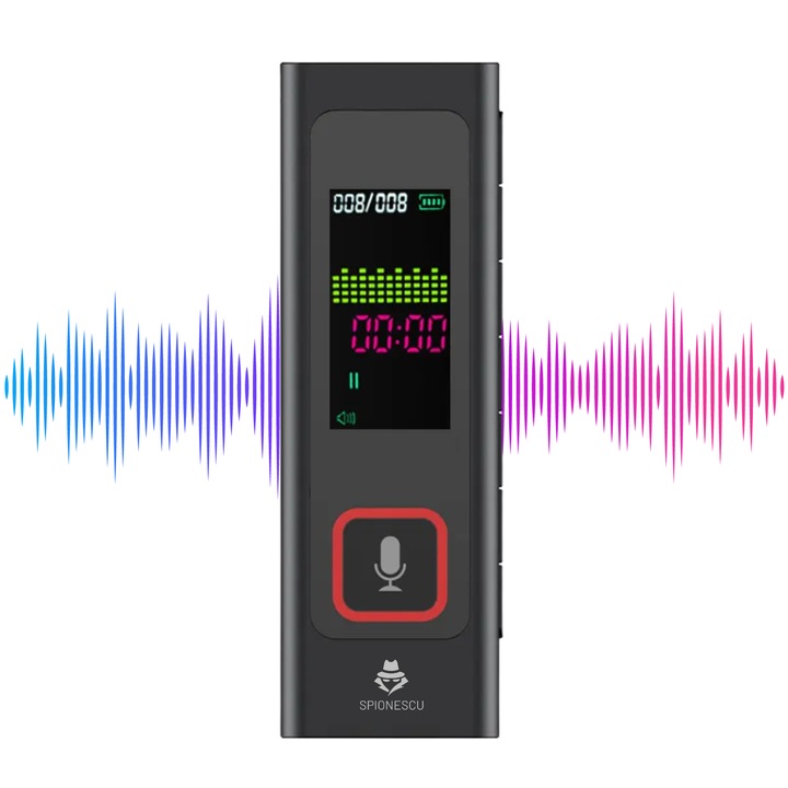 Диктофон, H-R510 Pro, Spionescu, 32 GB, запис с гласова активация, премахва фоновия шум, батерия 170 mAh, автономност 20 часа, черен