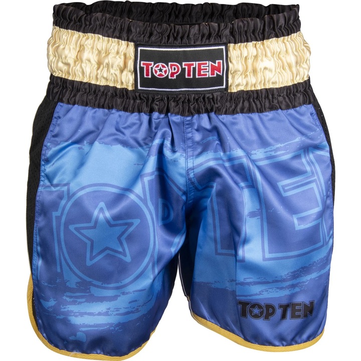 "Power Ink" kickbox nadrag, Top Ten, fekete, XXL, Aranyszín/Fekete/Kék