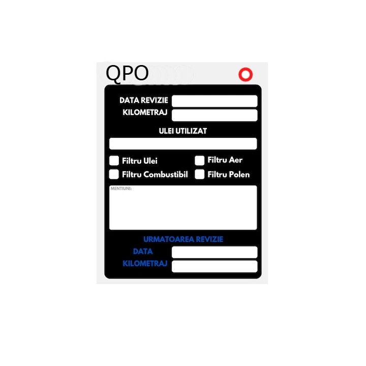 Eticheta revizie schimb ulei, material carton lucios QPO