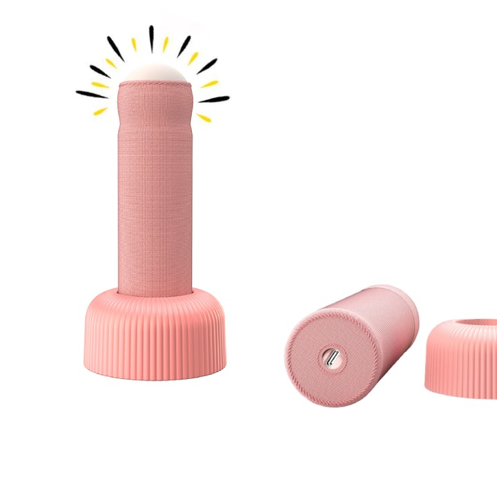 Lampa atmosferica reincarcabila, roz, 19cm, design creativ, LED integrat