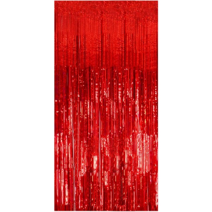 Rojtos függöny, Flippy, Party Dekor minta, Fotóháttérhez, Színes Party Dekoráció, Méret 100x200 cm, Piros