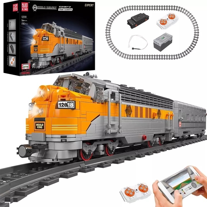 Конструктивен комплект, Mold King, 12018, реалистични детайли, Bluetooth управление и дистанционно управление, Led система за осветление, 10,6 x 6,6 x 70 cm, жълто/сиво