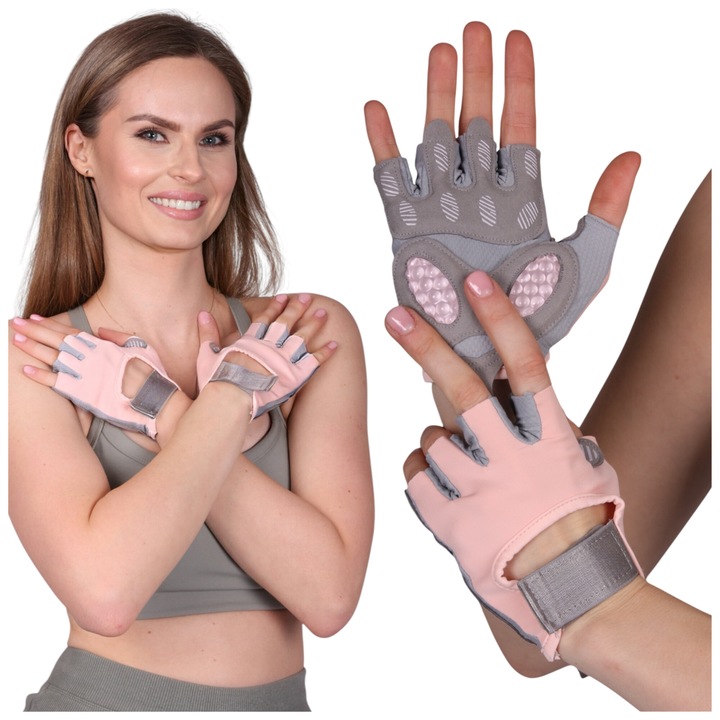Спортни ръкавици, Fit4Med, За колоездене или фитнес, без пръсти, S, Червени/Сиви