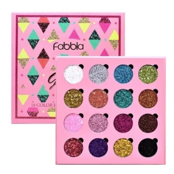 16 Glitter Eyeshadow Palette, Fabbla, Party Glitter Palette