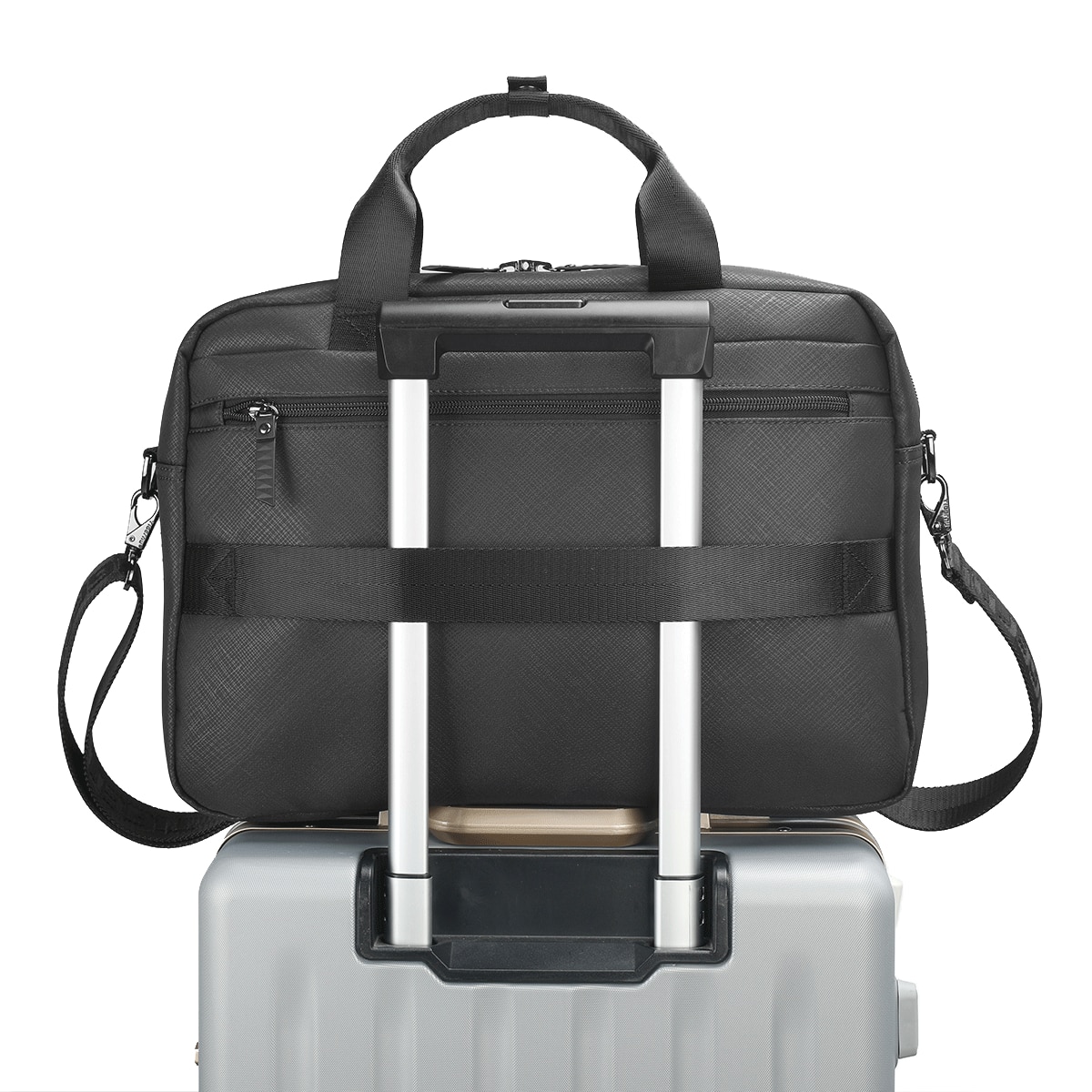 Geanta laptop 14.1" pentru afaceri, material impermeabil antisifonare, Tigernu, 38x10x28 cm, Neagra