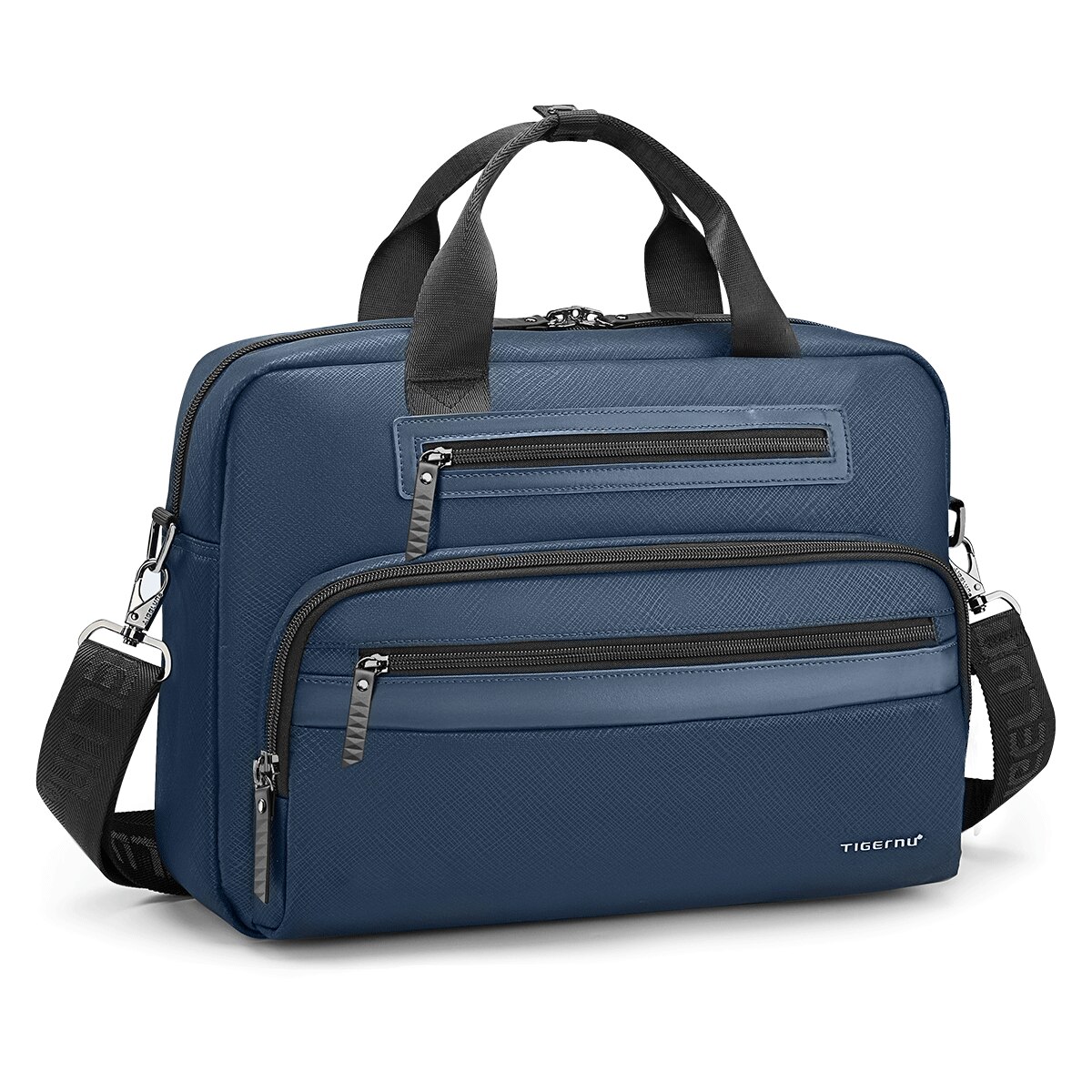 Geanta laptop 14.1" pentru afaceri, material impermeabil antisifonare, Tigernu, 38x10x28 cm, Albastra