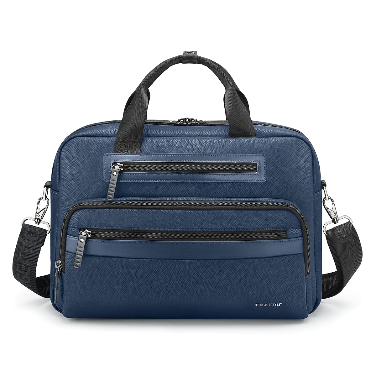 Geanta laptop 14.1" pentru afaceri, material impermeabil antisifonare, Tigernu, 38x10x28 cm, Albastra