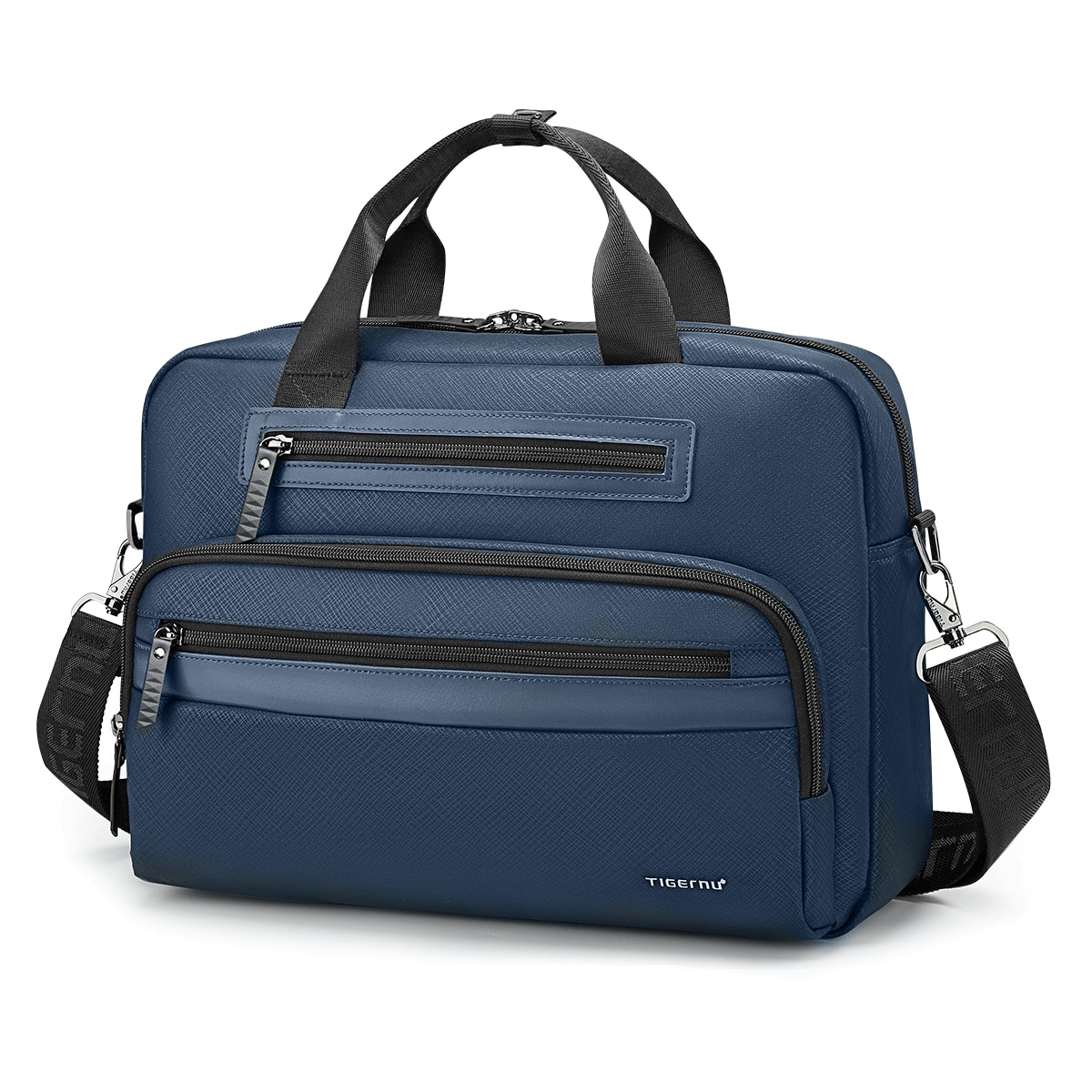 Geanta laptop 14.1" pentru afaceri, material impermeabil antisifonare, Tigernu, 38x10x28 cm, Albastra