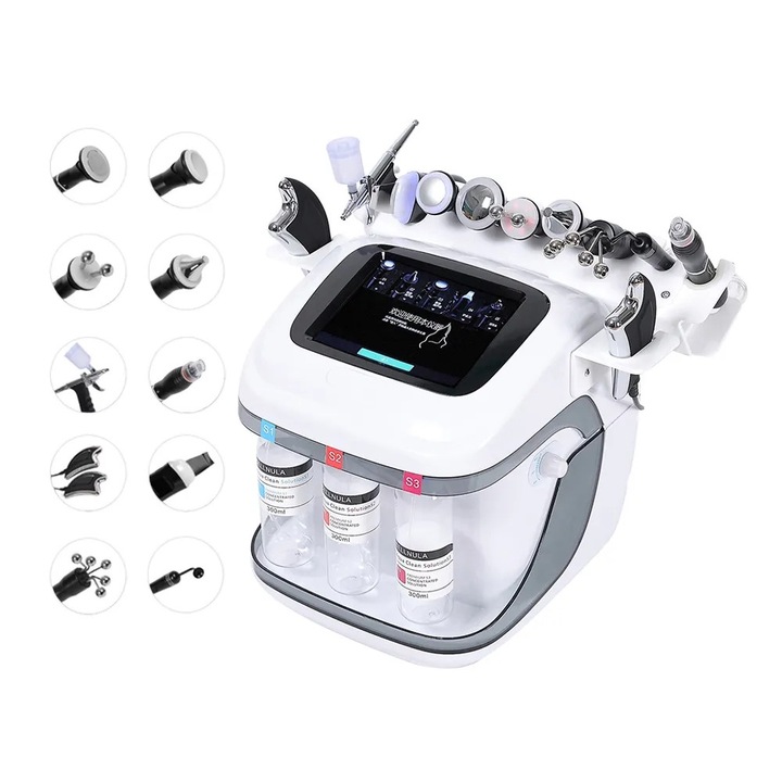 Aparat Hidrafacial 10 in 1, Jet Oxigen Hiperbaric, Ultrasunete, Radiofrecventa, Rejuvenare Faciala, Lifting, Anti-Imbatranire, Indepartarea Ridurilor