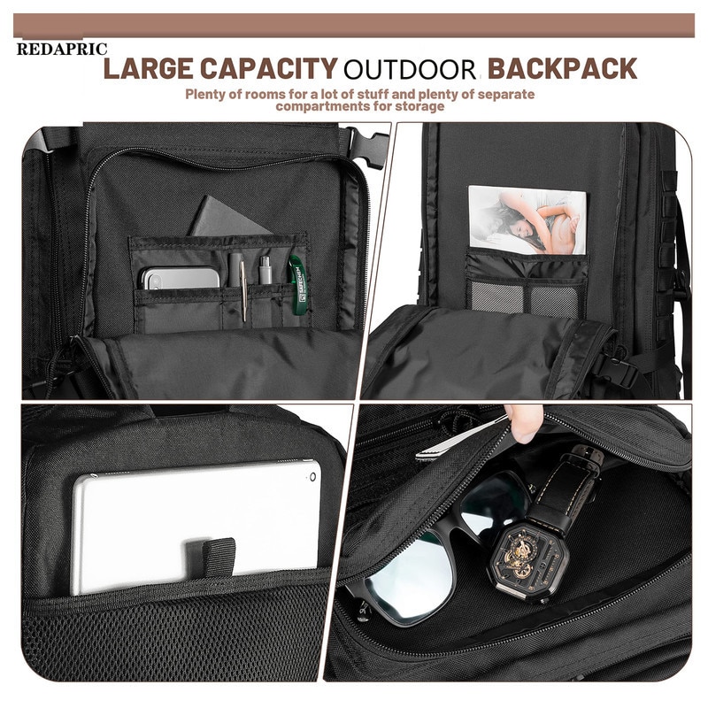 REDAPRIC ブラック リュック 40L Molleシステム Rucsac tactic REDAPRIC 40L, sistem MOLLE, impermeabil, negru
