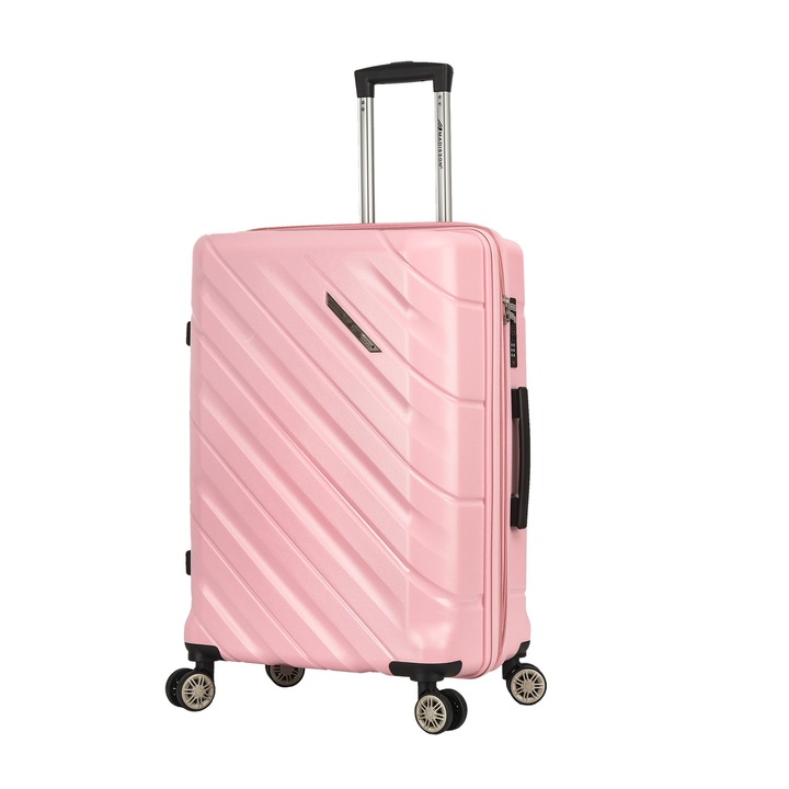 Troler mare Madisson SW43903, polipropilena, cifru, 4 roti duble, 79 cm, rose