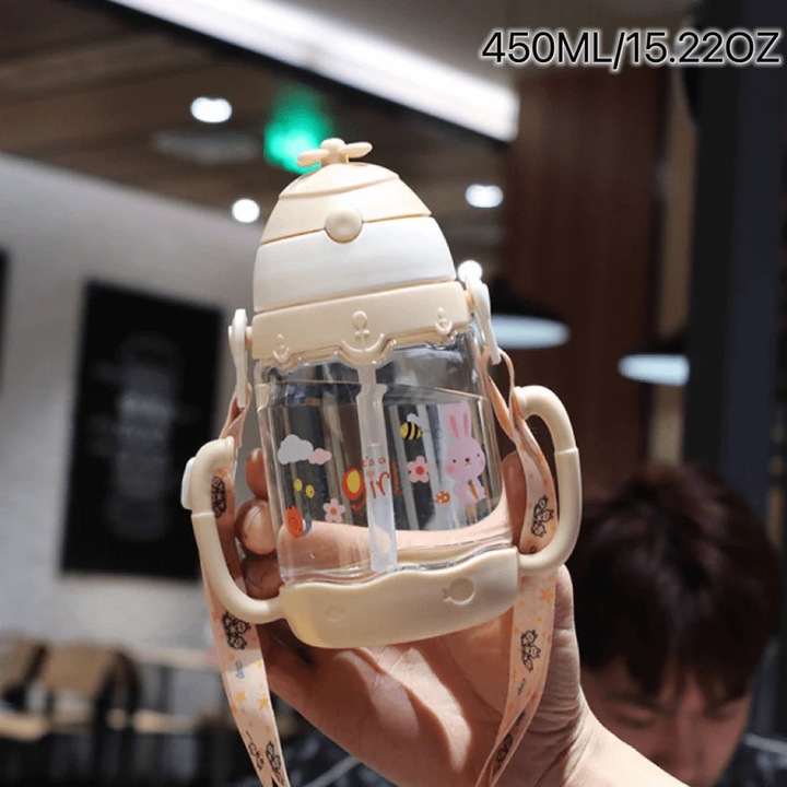 Бутилка за вода със сламка 450 мл, преносима бутилка за вода