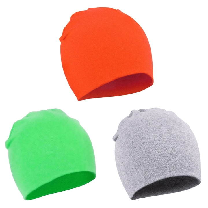 Set de 3 caciuli din bumbac, multicolor, pentru copii, 3 marimi 1#