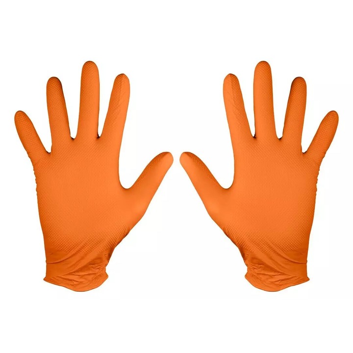 Nitril kesztyű, egyszer használatos, narancssárga, 50 db-os készlet, M-es méret, NEO