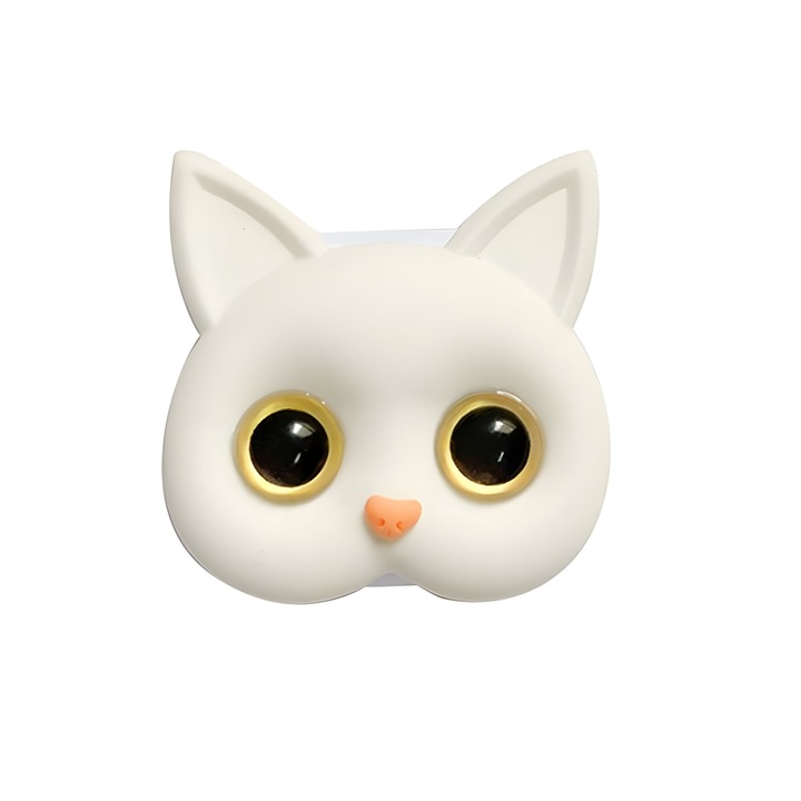 Dalip Cat Model Popsocket telefonhoz vagy tablethez, Behúzható, tükörrel, műanyag, fehér