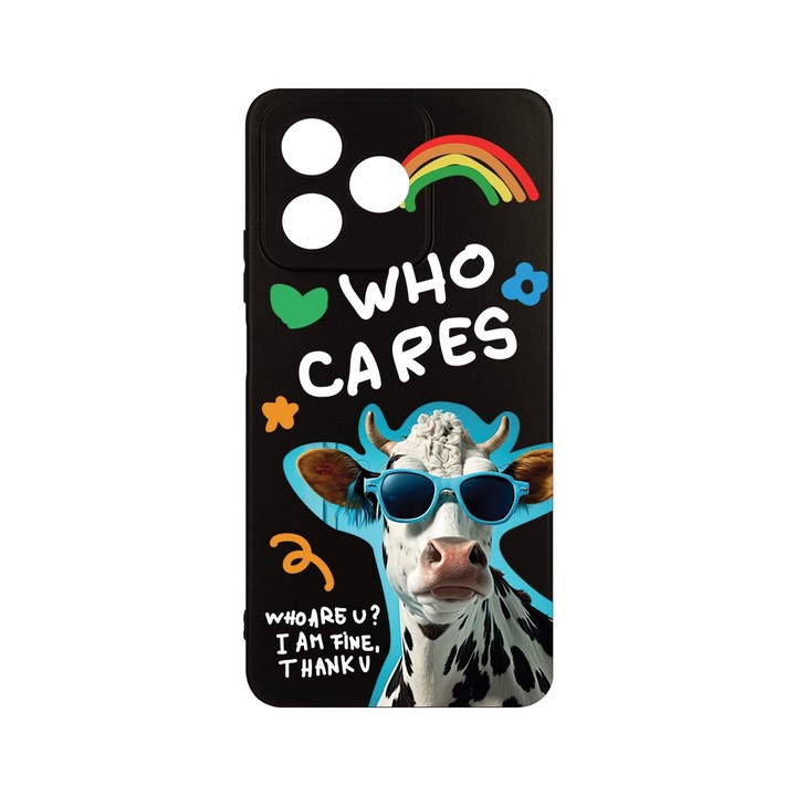 Husa BestCase® Slim SIlicon 0.8MM, Съвместим с Realme Note 50, Cool Cow - Who Cares?, Защита на камерата, Устойчив на износване, c-B 975