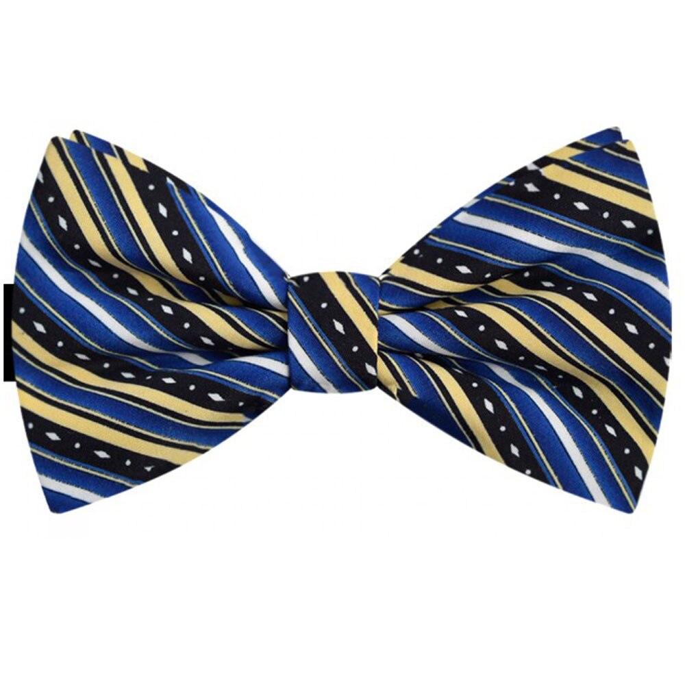 Papion butterfy, albastru, model dungi oblice galbene